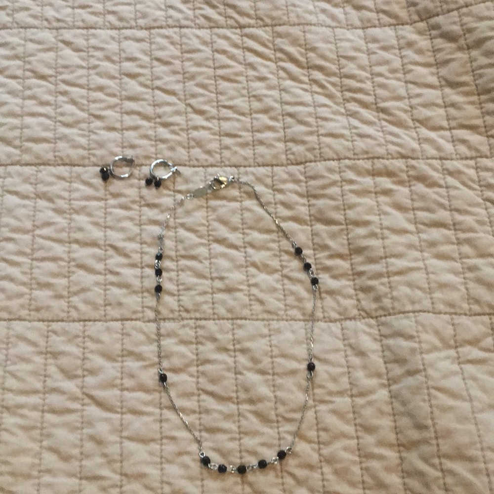 Black and silver necklace and earring set